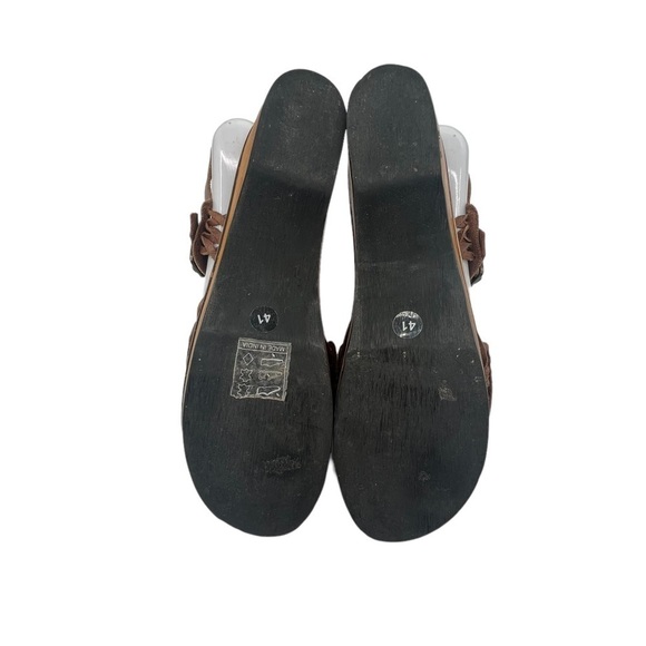 Free People Brown Magnolia Slope Wood Heel Platform Clogs Size 41 Women's - Picture 10 of 10